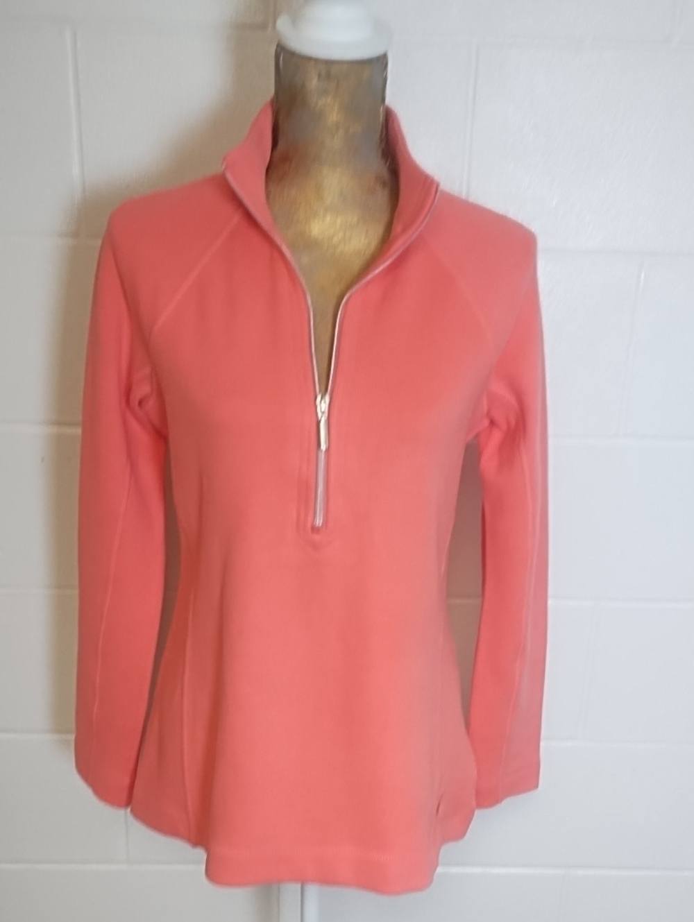 Tommy Bahama Aruba Coral Orange Half-Zip Pullover Cotton Spandex Med